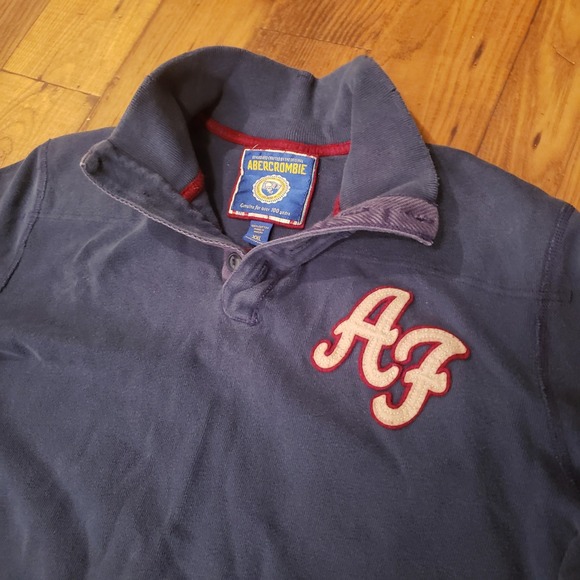 VTG‎ Y2K Abercrombie Long Sleeve Pullover Henley Shirt Casual AF Logo XXL - Picture 1 of 4